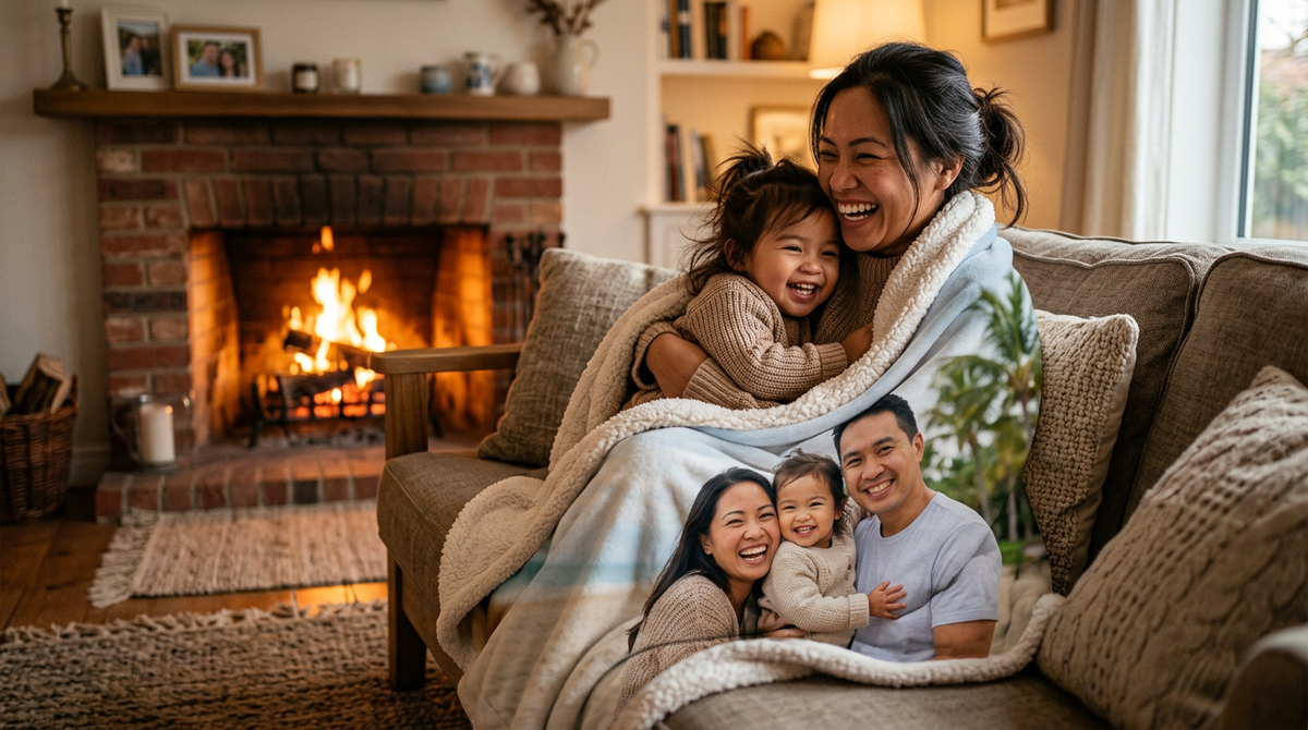 Custom Fleece & Woven Blankets — diverse families and personalized gifts — Family Gift Studio