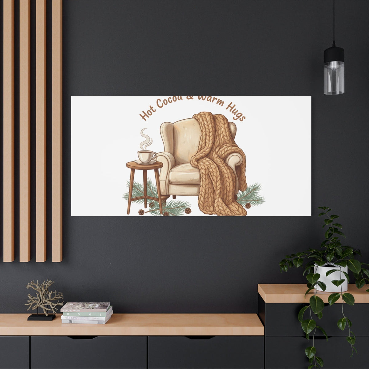 Hot Cocoa & Warm Hugs Canvas | cozycore hygge snuggle season