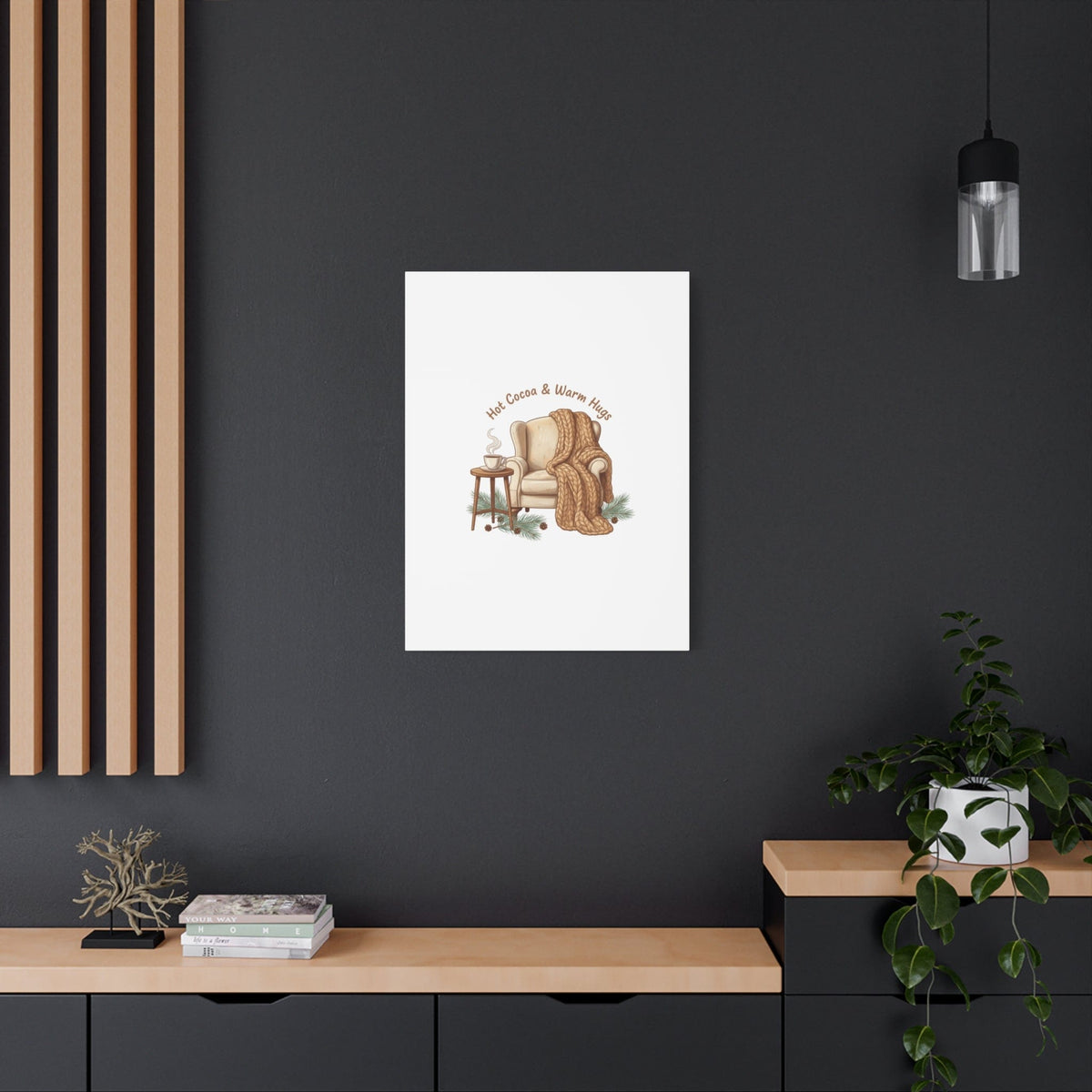 Hot Cocoa & Warm Hugs Canvas | cozycore hygge snuggle season