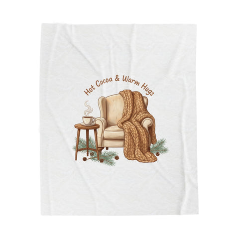 Hot Cocoa & Warm Hugs Velveteen Plush Blanket | cozycore, hygge