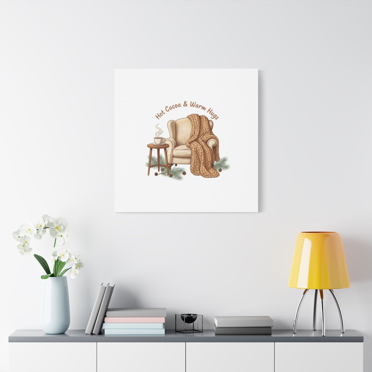 Hot Cocoa & Warm Hugs Canvas | cozycore hygge snuggle season