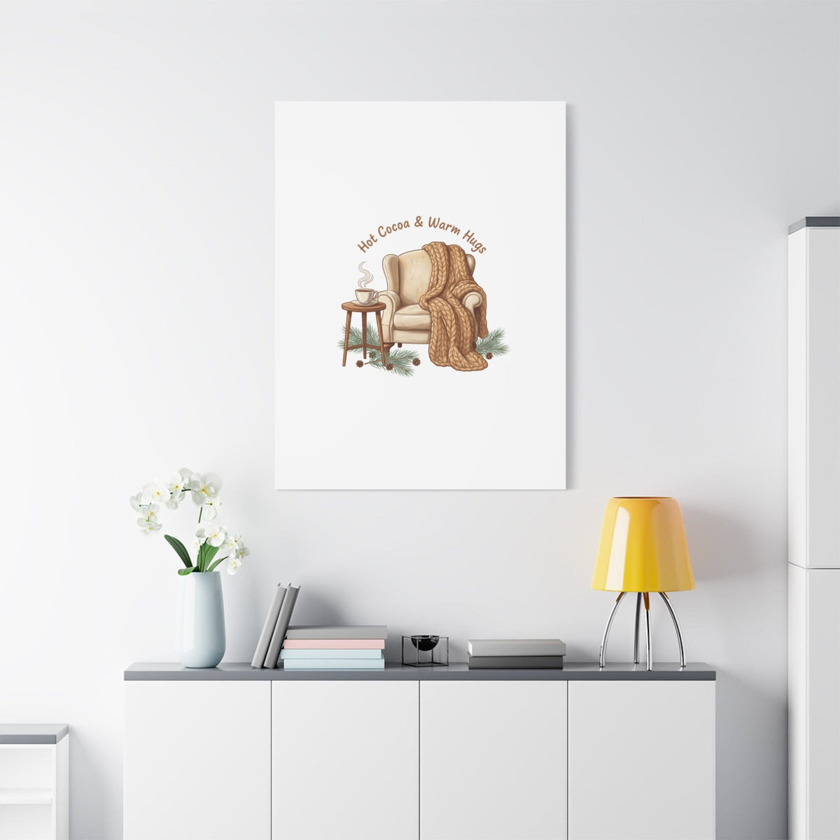 Hot Cocoa & Warm Hugs Canvas | cozycore hygge snuggle season