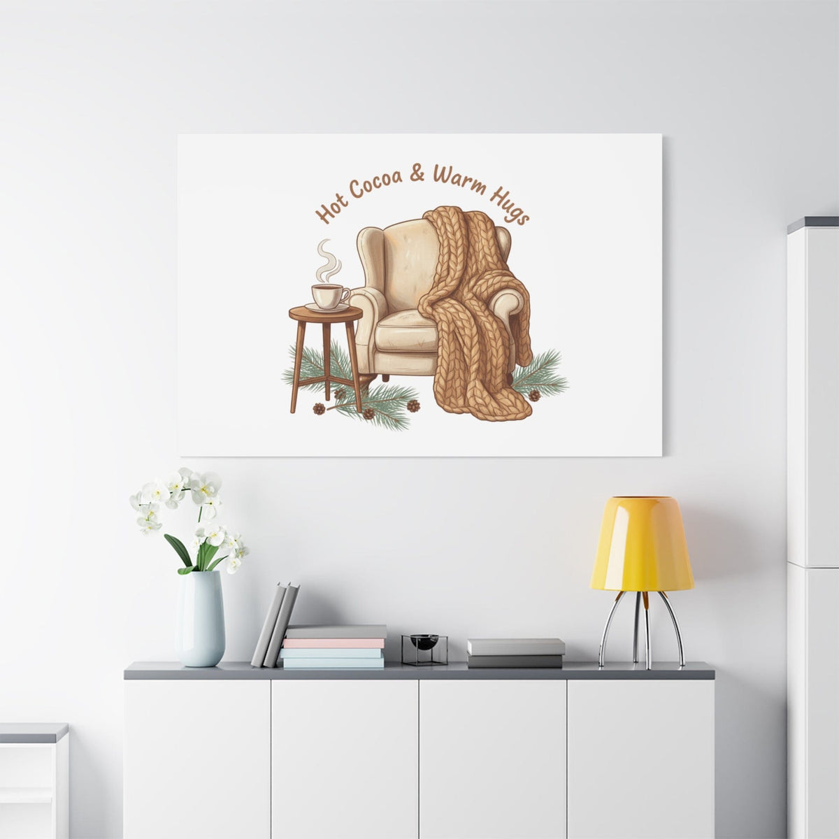 Hot Cocoa & Warm Hugs Canvas | cozycore hygge snuggle season