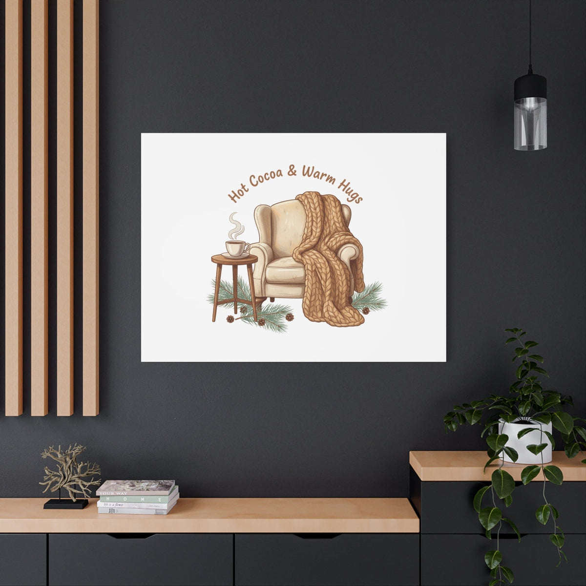 Hot Cocoa & Warm Hugs Canvas | cozycore hygge snuggle season