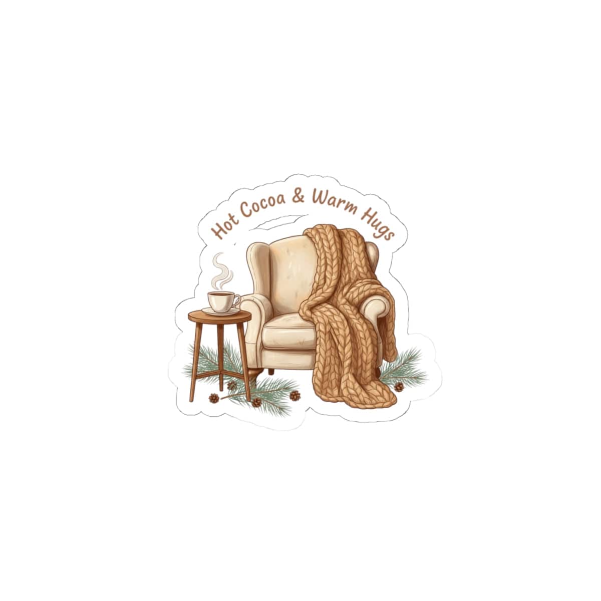 Hot Cocoa & Warm Hugs Sticker | cozycore, hygge, homebody vibes
