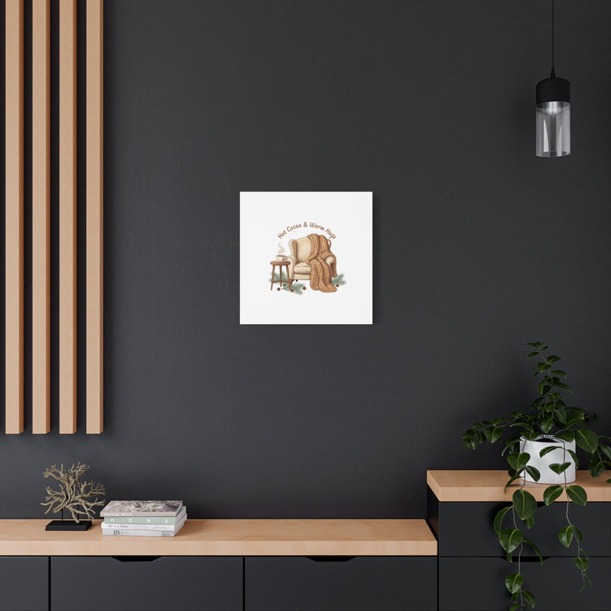 Hot Cocoa & Warm Hugs Canvas | cozycore hygge snuggle season