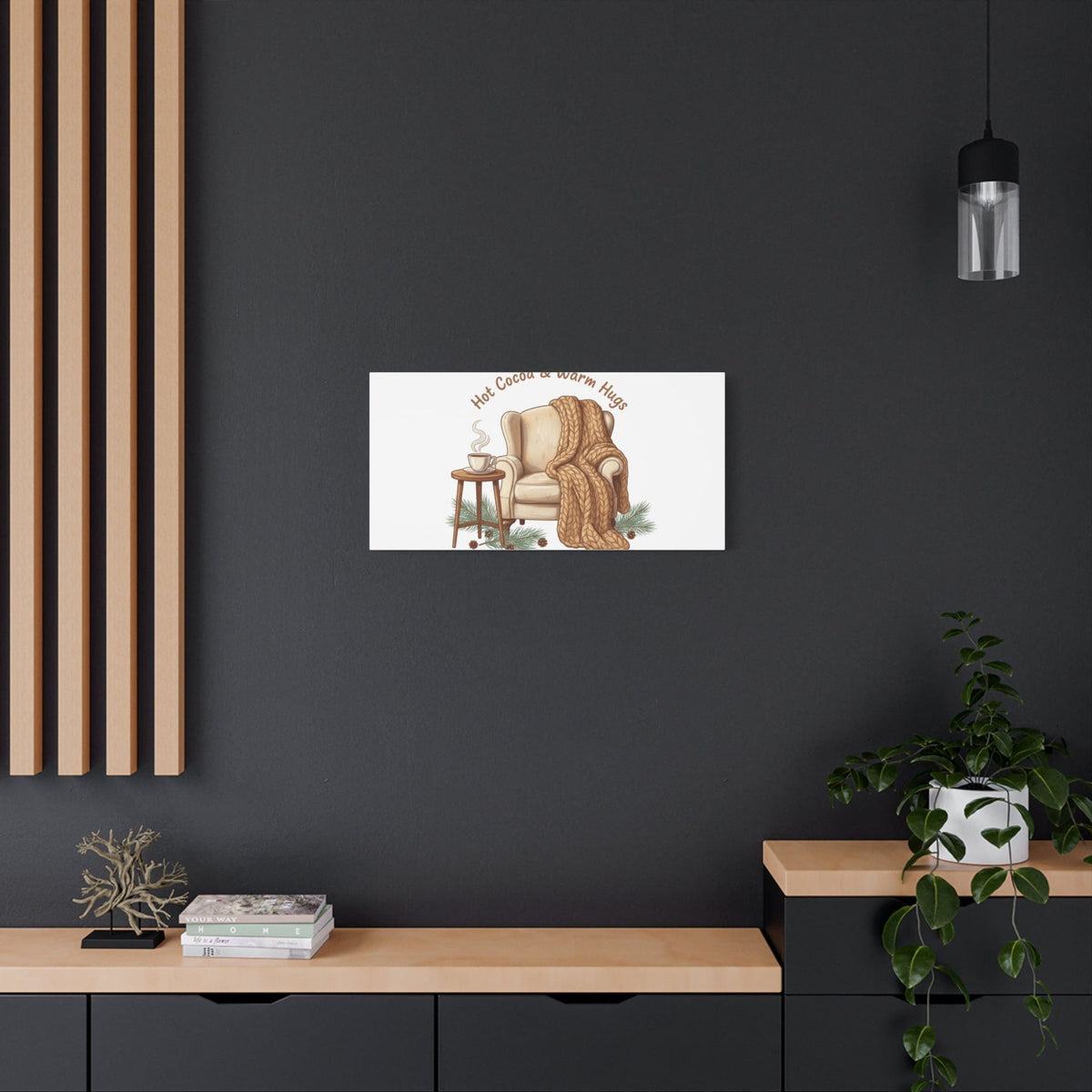Hot Cocoa & Warm Hugs Canvas | cozycore hygge snuggle season