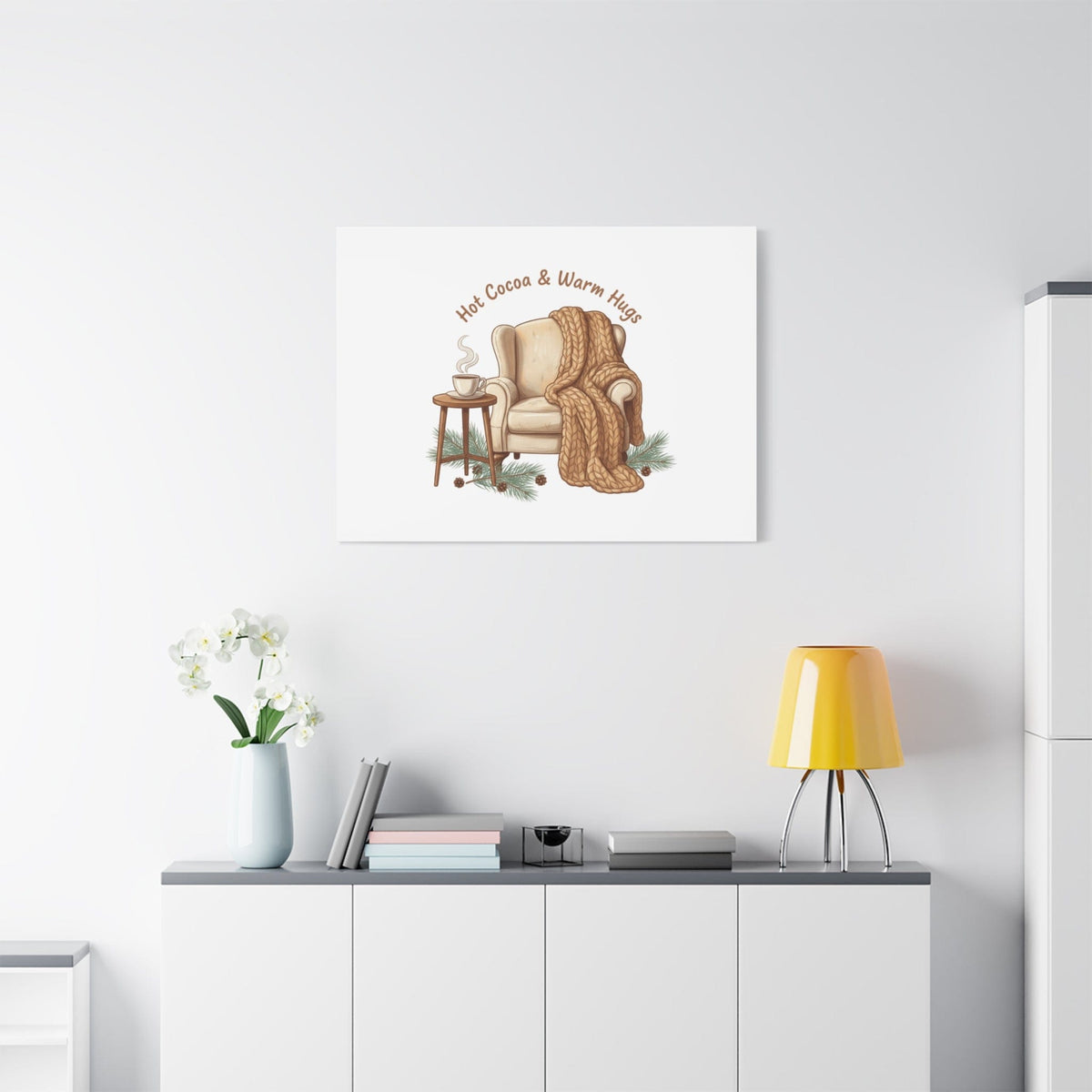 Hot Cocoa & Warm Hugs Canvas | cozycore hygge snuggle season
