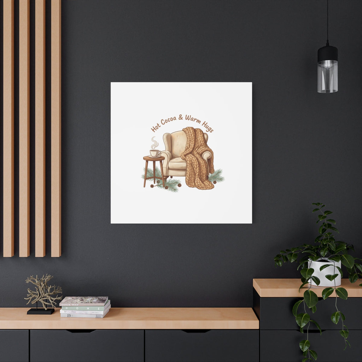 Hot Cocoa & Warm Hugs Canvas | cozycore hygge snuggle season