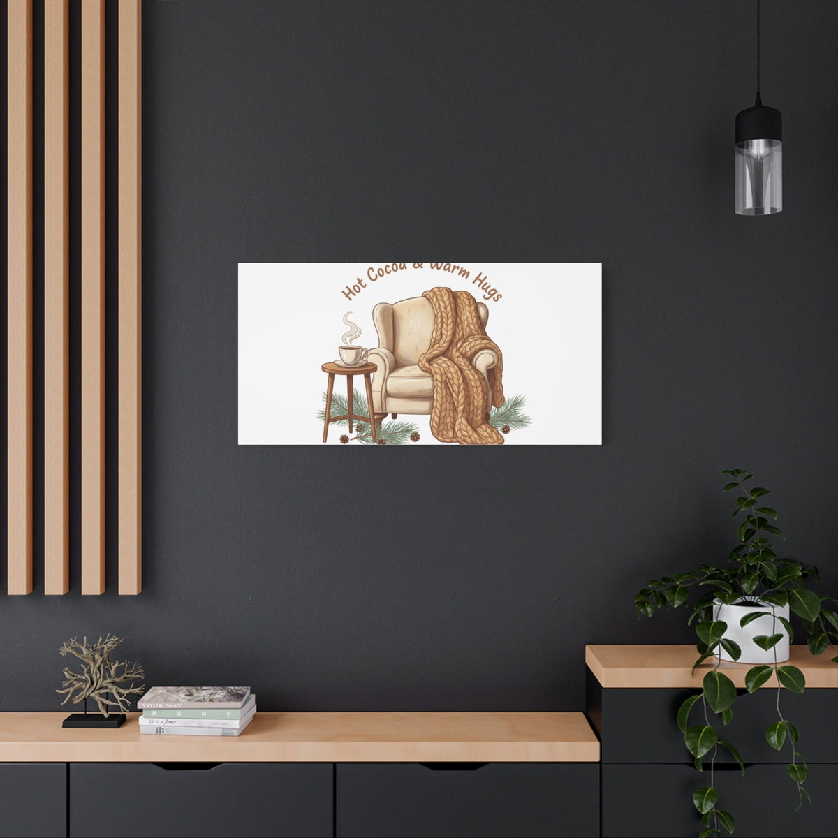 Hot Cocoa & Warm Hugs Canvas | cozycore hygge snuggle season