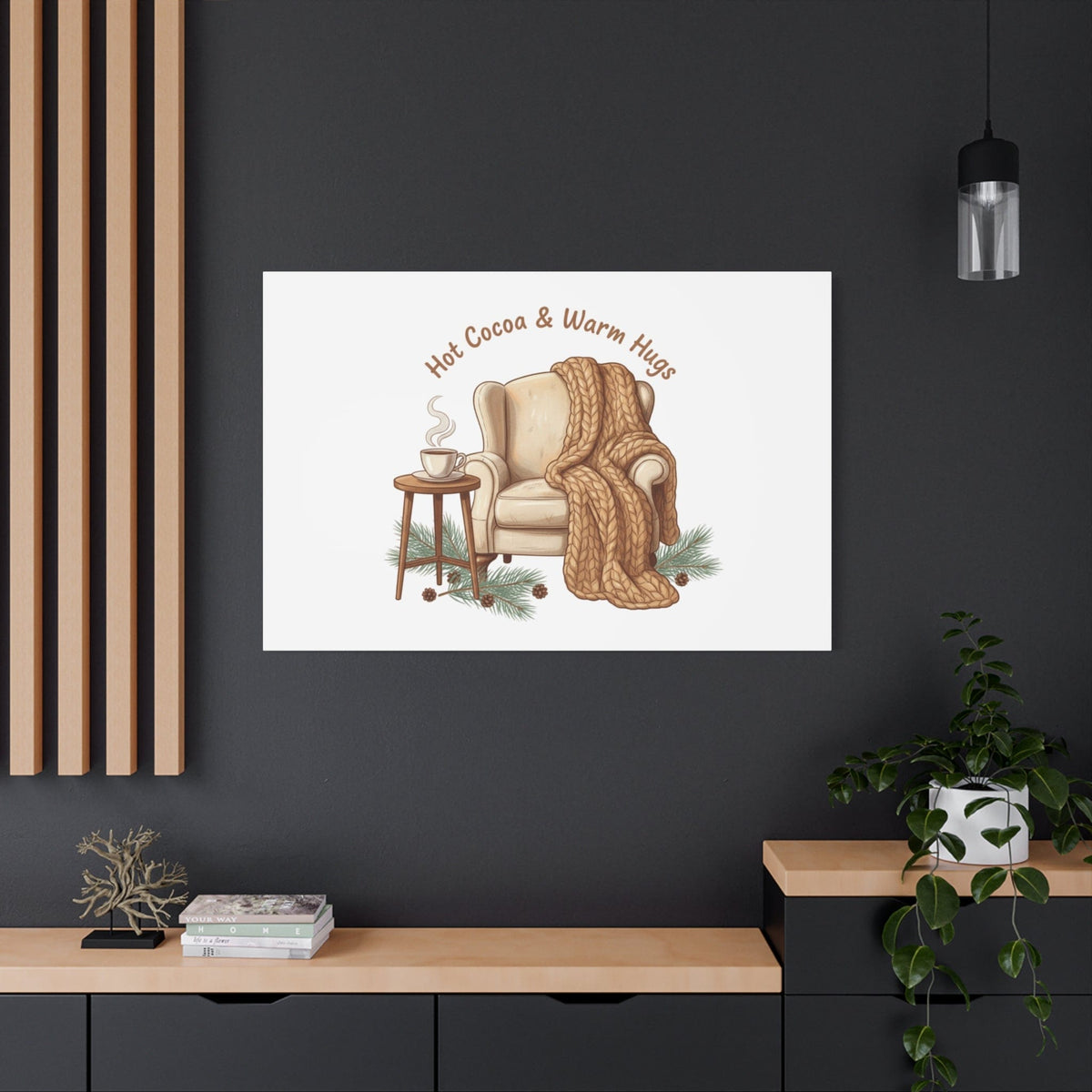 Hot Cocoa & Warm Hugs Canvas | cozycore hygge snuggle season