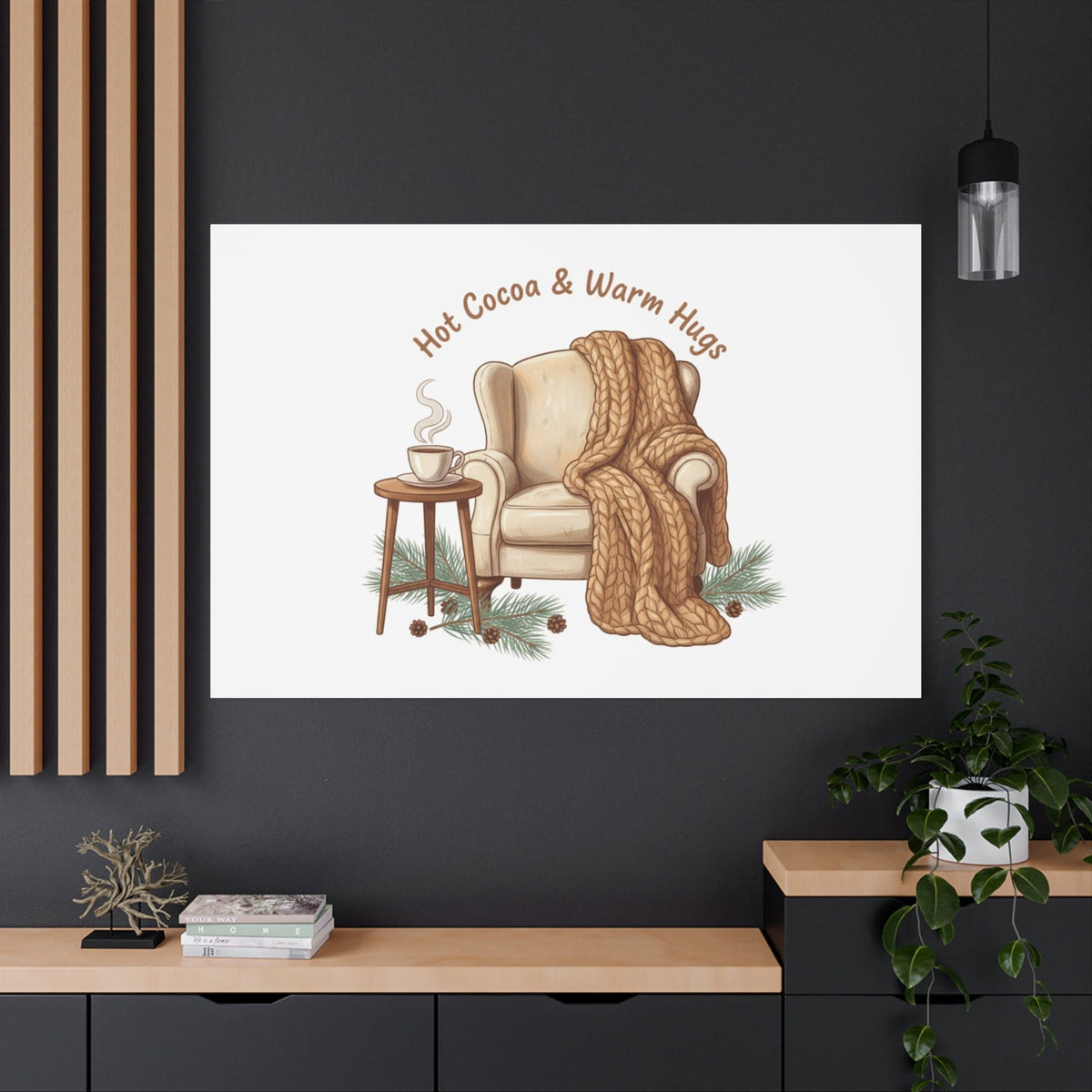 Hot Cocoa & Warm Hugs Canvas | cozycore hygge snuggle season