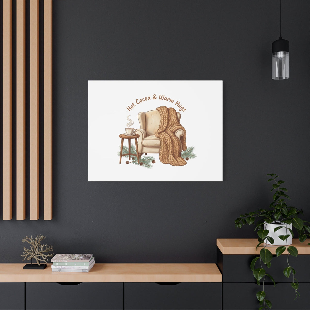 Hot Cocoa & Warm Hugs Canvas | cozycore hygge snuggle season