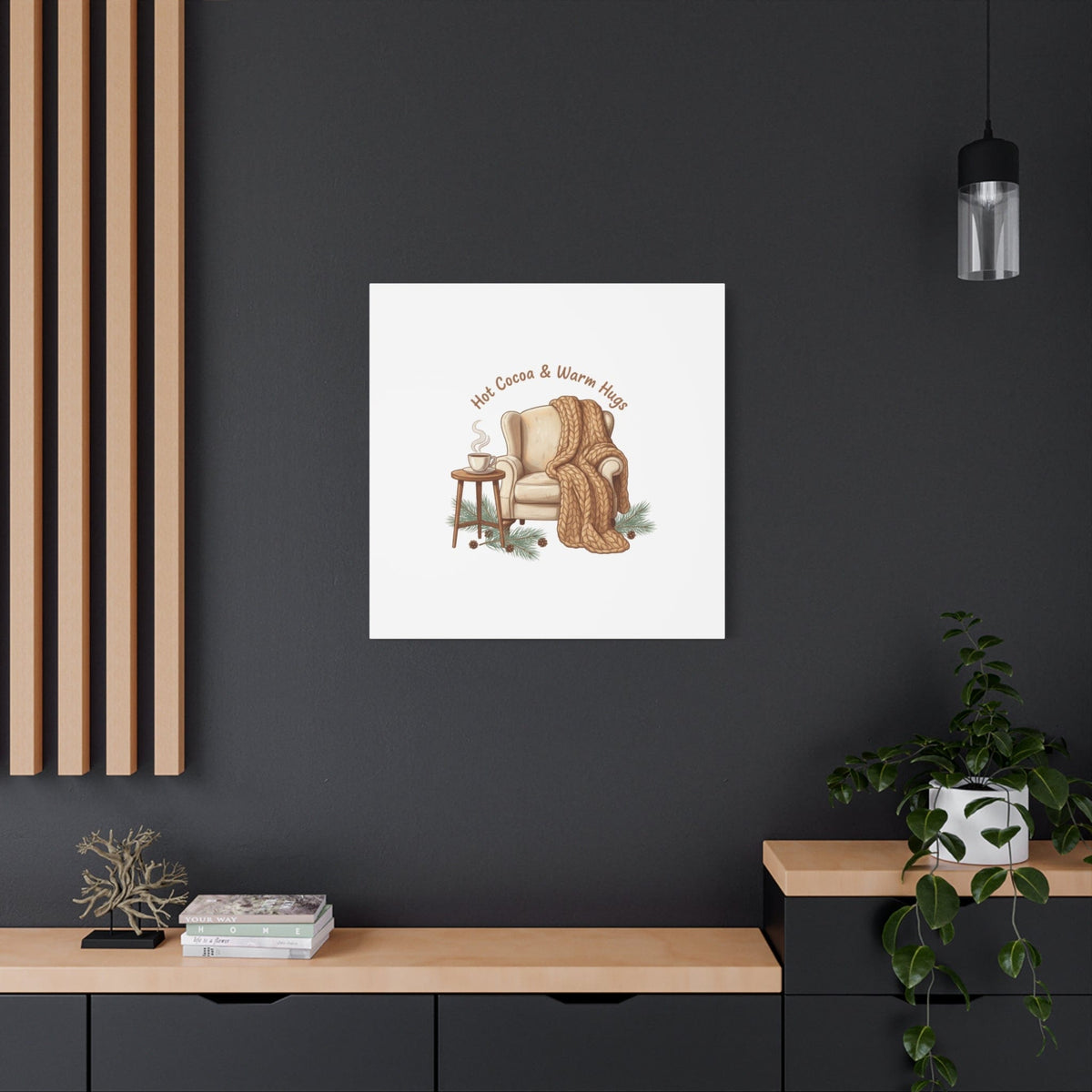 Hot Cocoa & Warm Hugs Canvas | cozycore hygge snuggle season