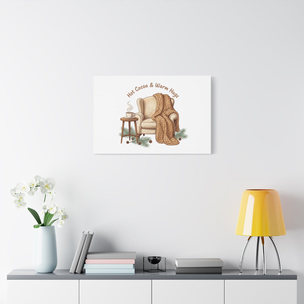 Hot Cocoa & Warm Hugs Canvas | cozycore hygge snuggle season