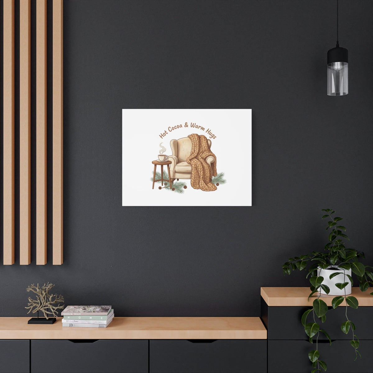 Hot Cocoa & Warm Hugs Canvas | cozycore hygge snuggle season
