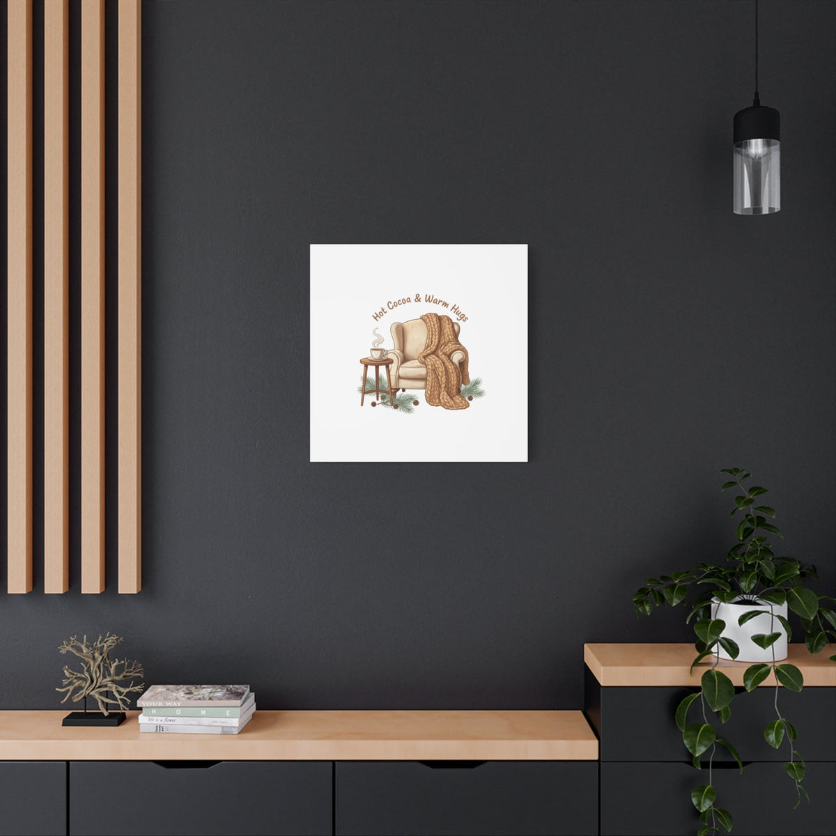 Hot Cocoa & Warm Hugs Canvas | cozycore hygge snuggle season