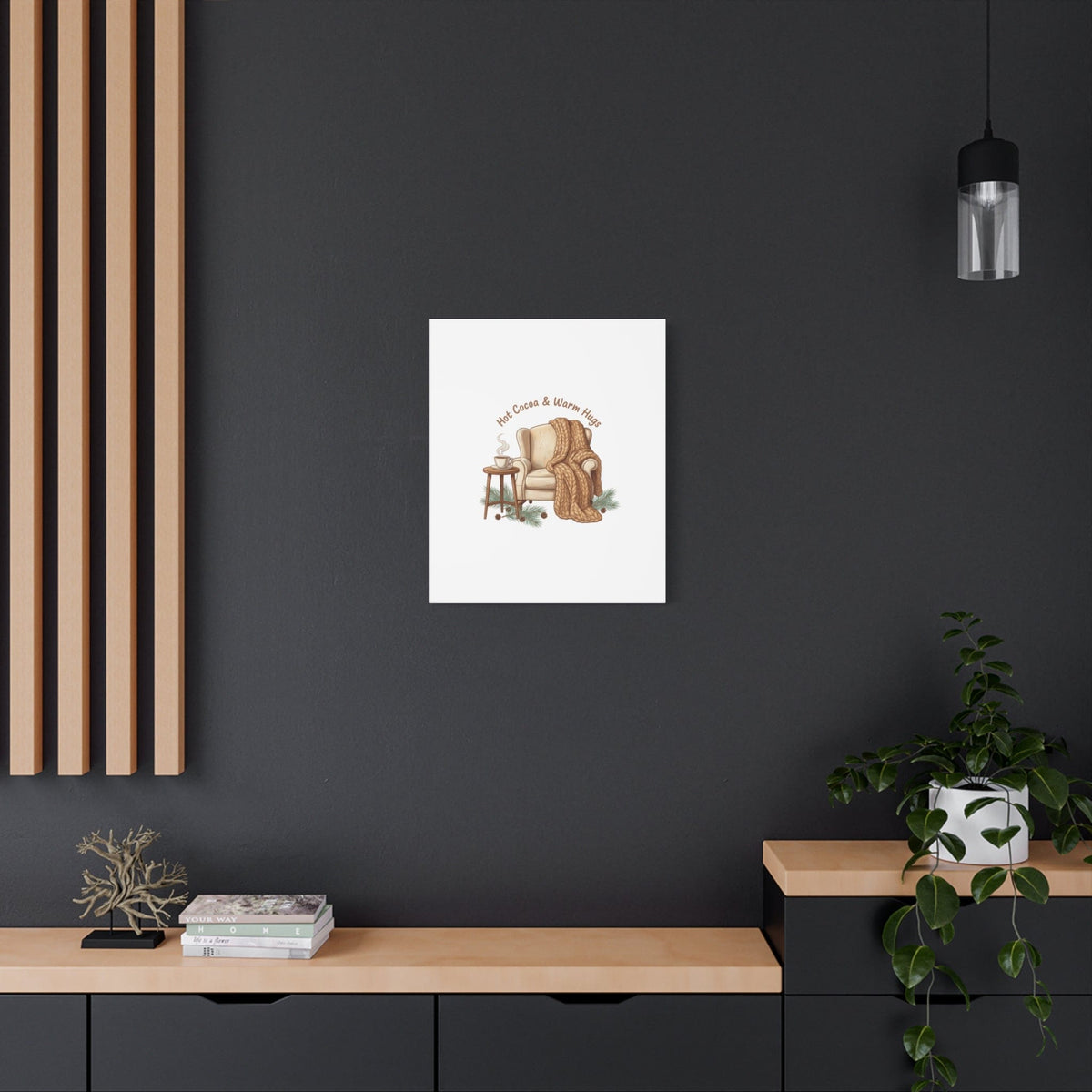 Hot Cocoa & Warm Hugs Canvas | cozycore hygge snuggle season