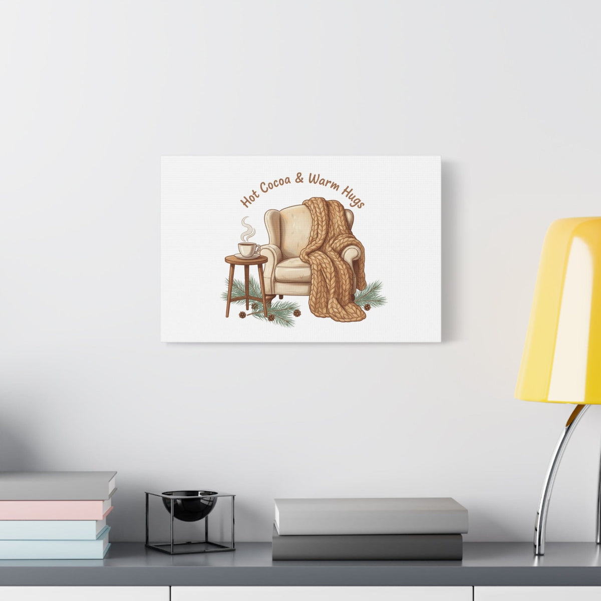 Hot Cocoa & Warm Hugs Canvas | cozycore hygge snuggle season
