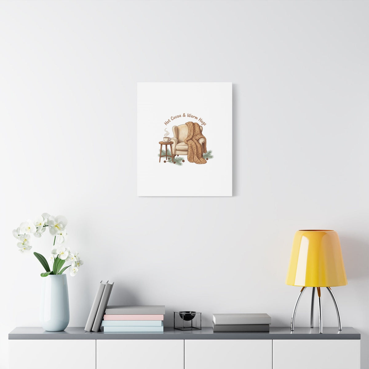 Hot Cocoa & Warm Hugs Canvas | cozycore hygge snuggle season