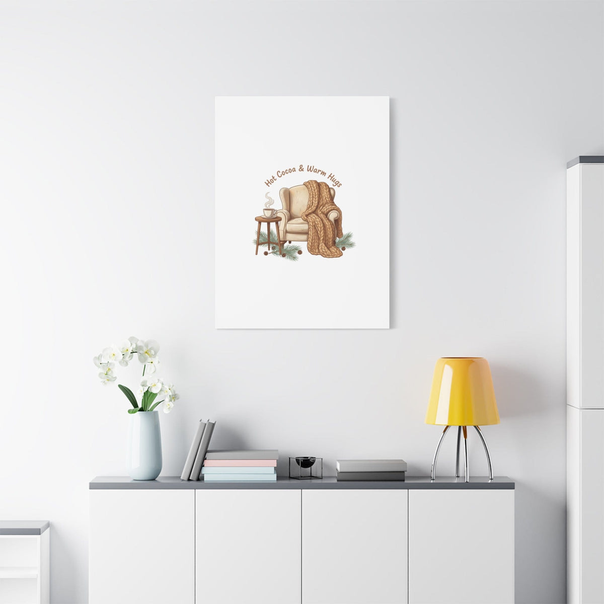 Hot Cocoa & Warm Hugs Canvas | cozycore hygge snuggle season