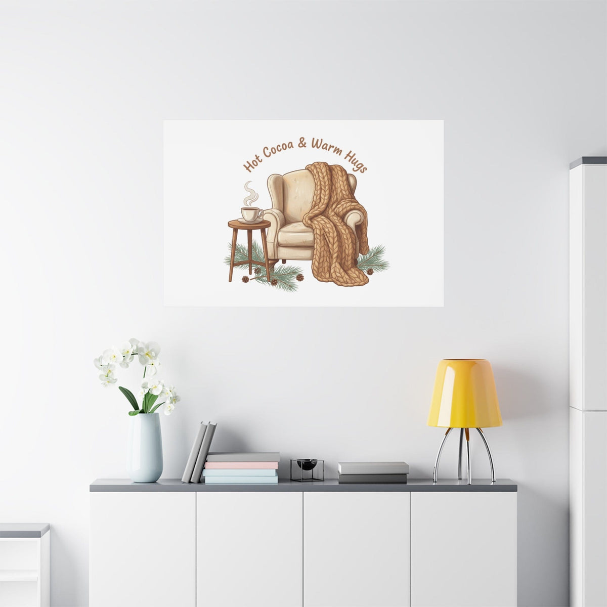 Hot Cocoa & Warm Hugs Canvas | cozycore hygge snuggle season