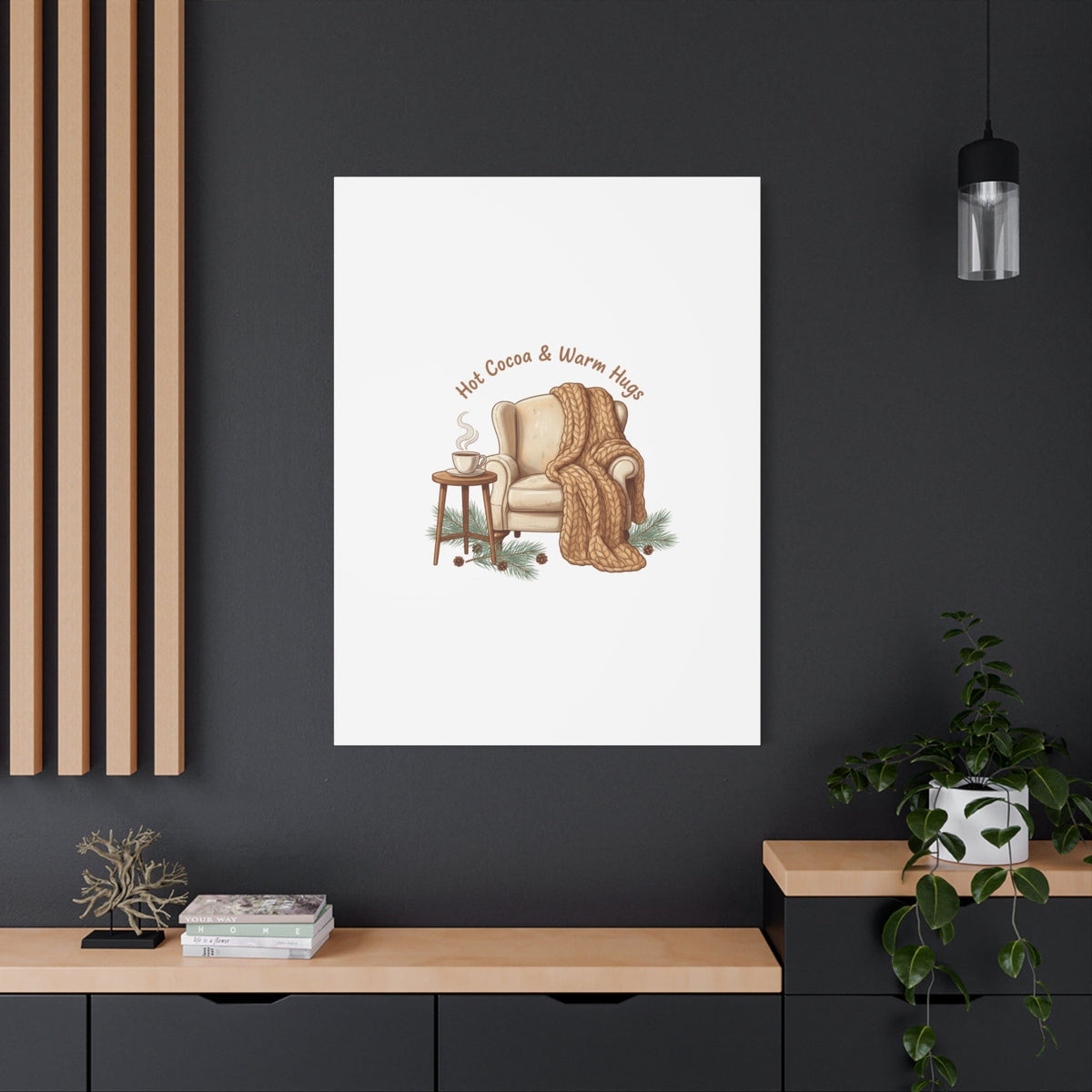 Hot Cocoa & Warm Hugs Canvas | cozycore hygge snuggle season