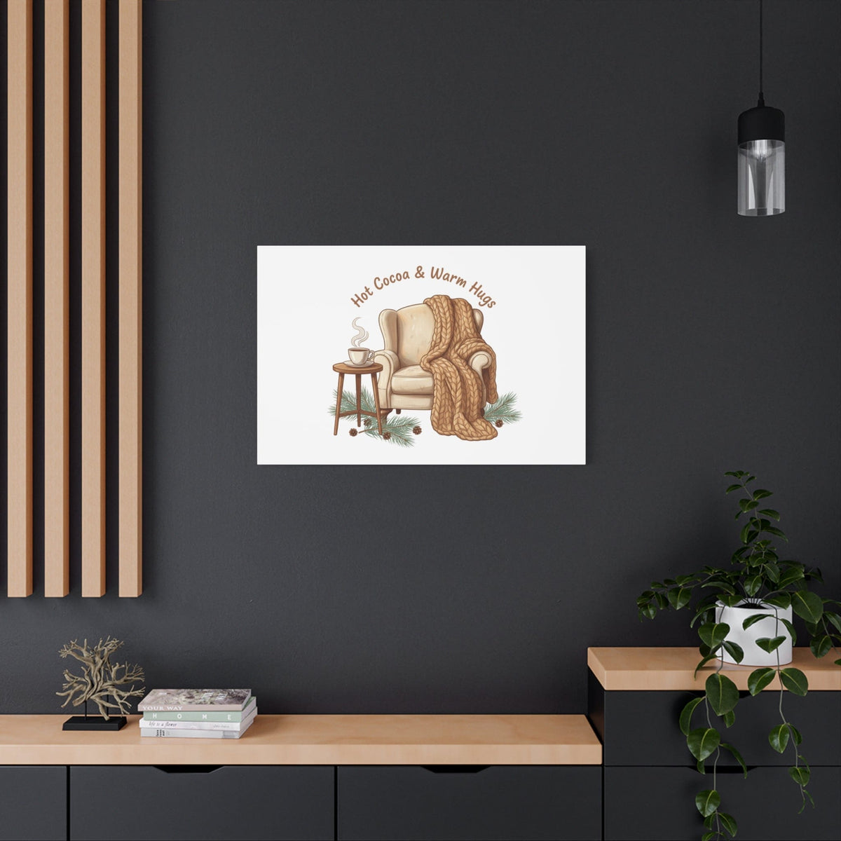 Hot Cocoa & Warm Hugs Canvas | cozycore hygge snuggle season