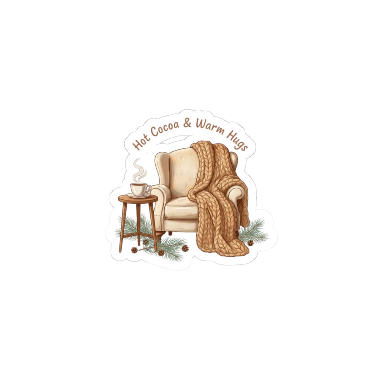 Hot Cocoa & Warm Hugs Sticker | cozycore, hygge, homebody vibes