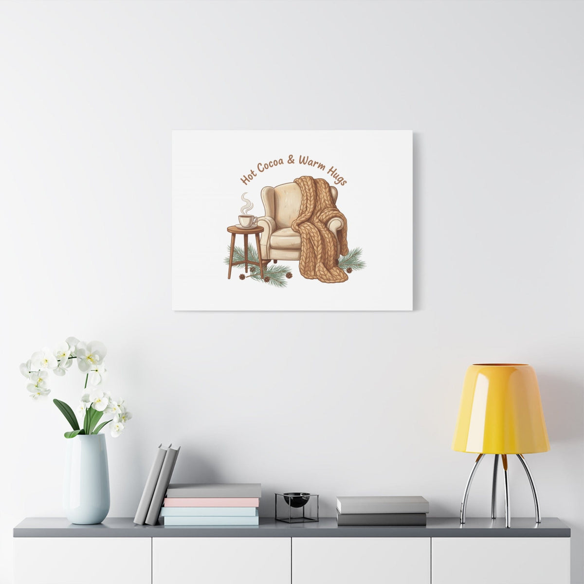 Hot Cocoa & Warm Hugs Canvas | cozycore hygge snuggle season