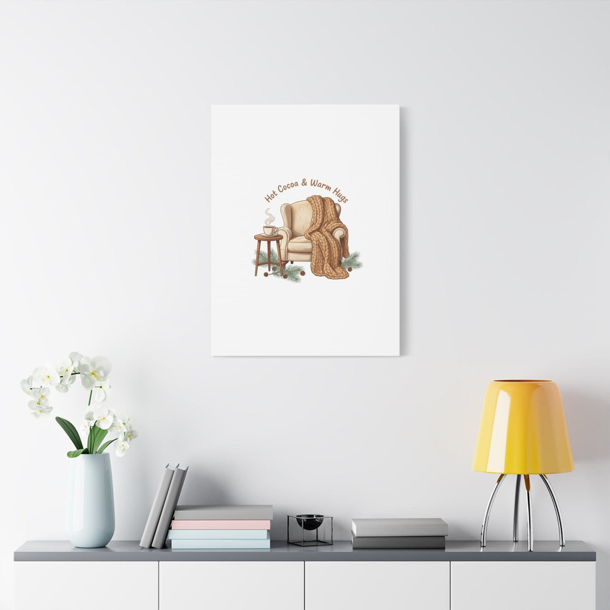Hot Cocoa & Warm Hugs Canvas | cozycore hygge snuggle season