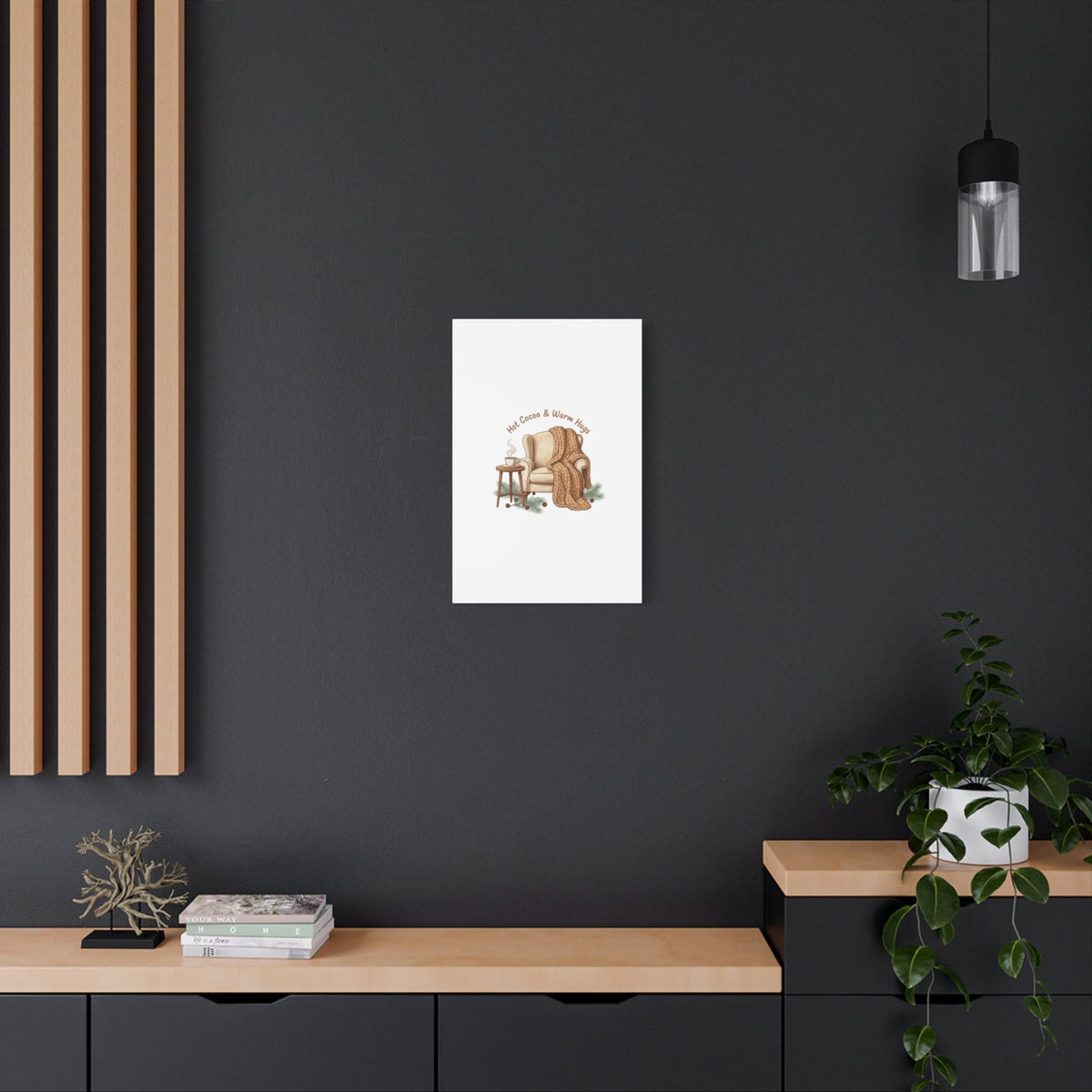 Hot Cocoa & Warm Hugs Canvas | cozycore hygge snuggle season