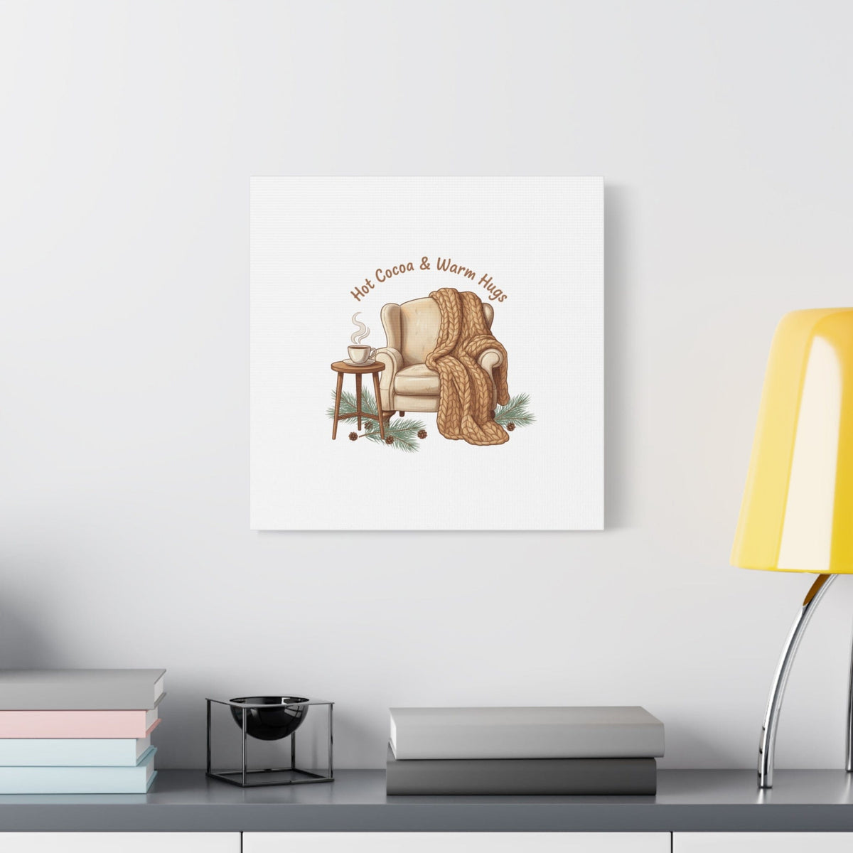 Hot Cocoa & Warm Hugs Canvas | cozycore hygge snuggle season