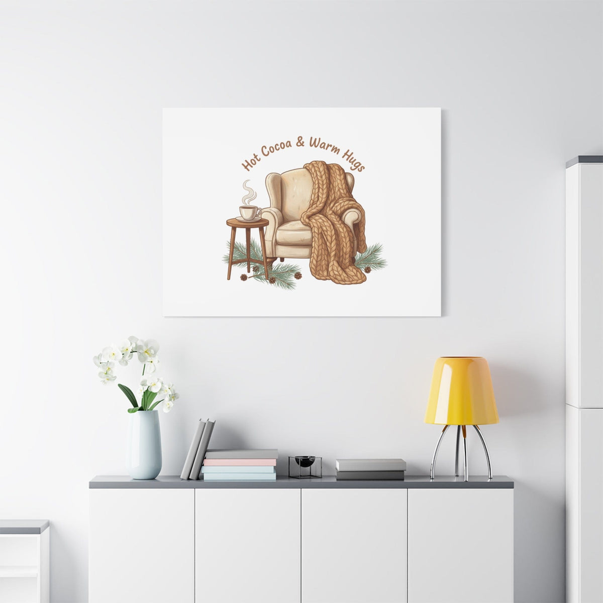 Hot Cocoa & Warm Hugs Canvas | cozycore hygge snuggle season