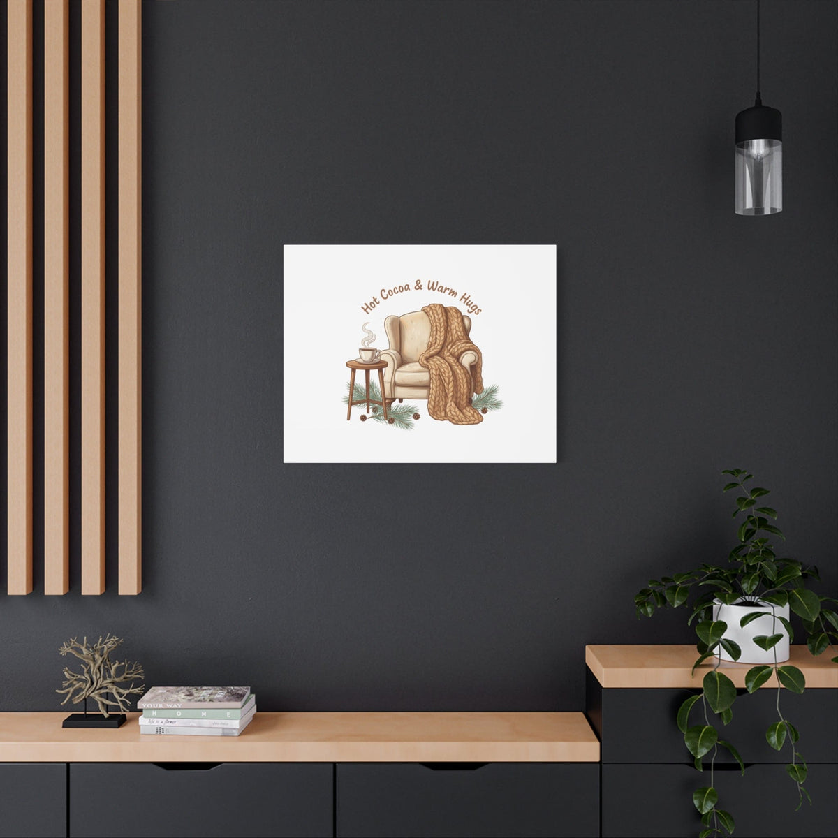 Hot Cocoa & Warm Hugs Canvas | cozycore hygge snuggle season