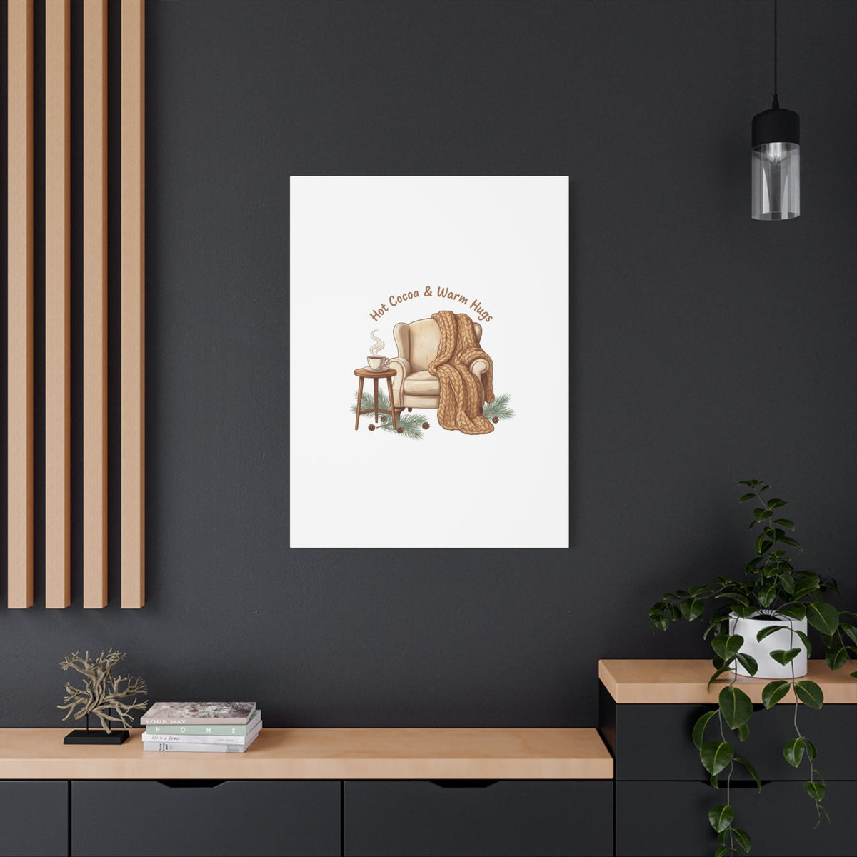 Hot Cocoa & Warm Hugs Canvas | cozycore hygge snuggle season
