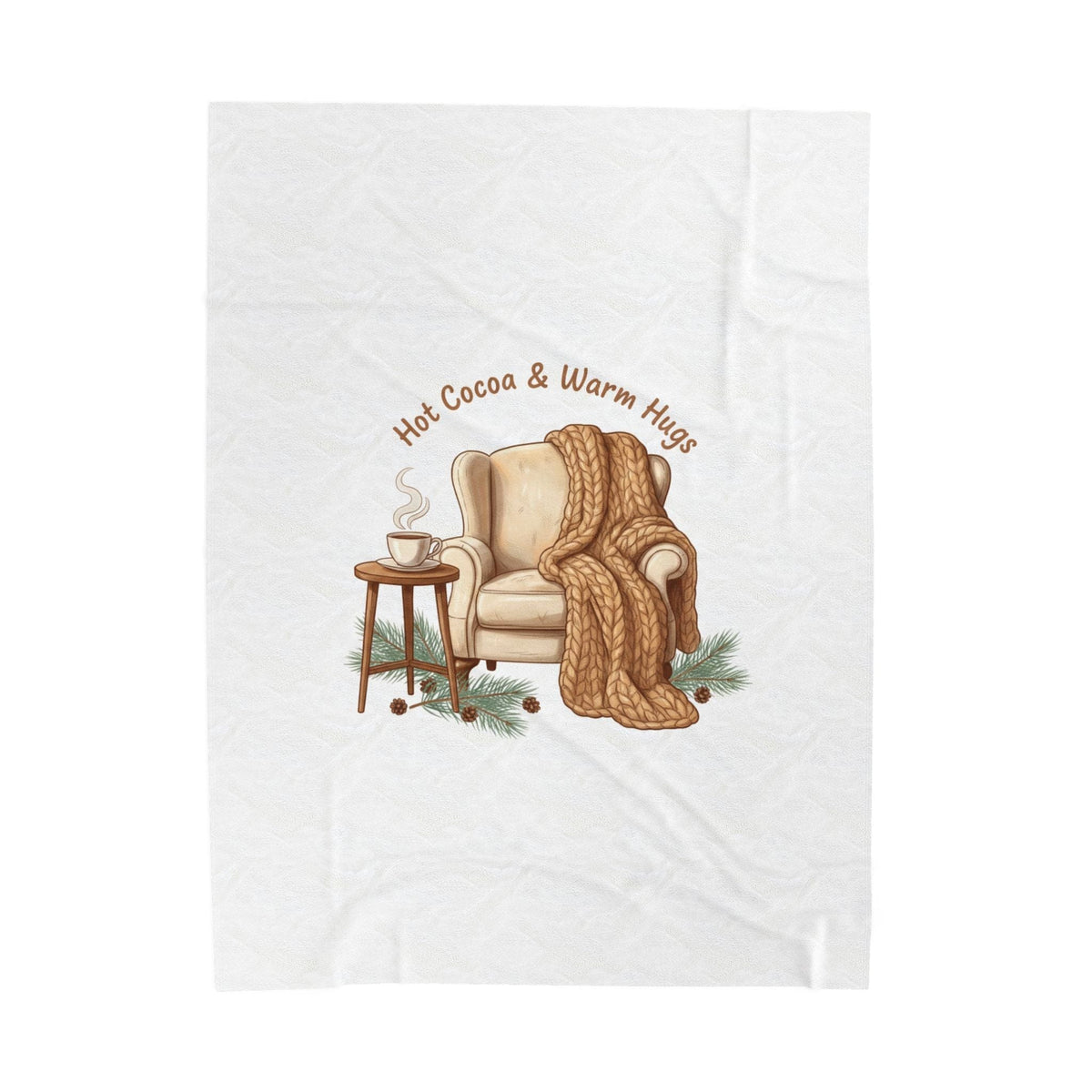Hot Cocoa & Warm Hugs Velveteen Plush Blanket | cozycore, hygge