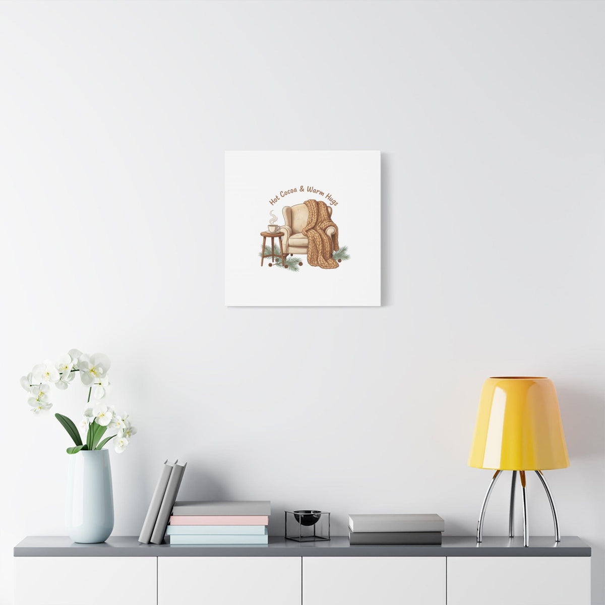 Hot Cocoa & Warm Hugs Canvas | cozycore hygge snuggle season