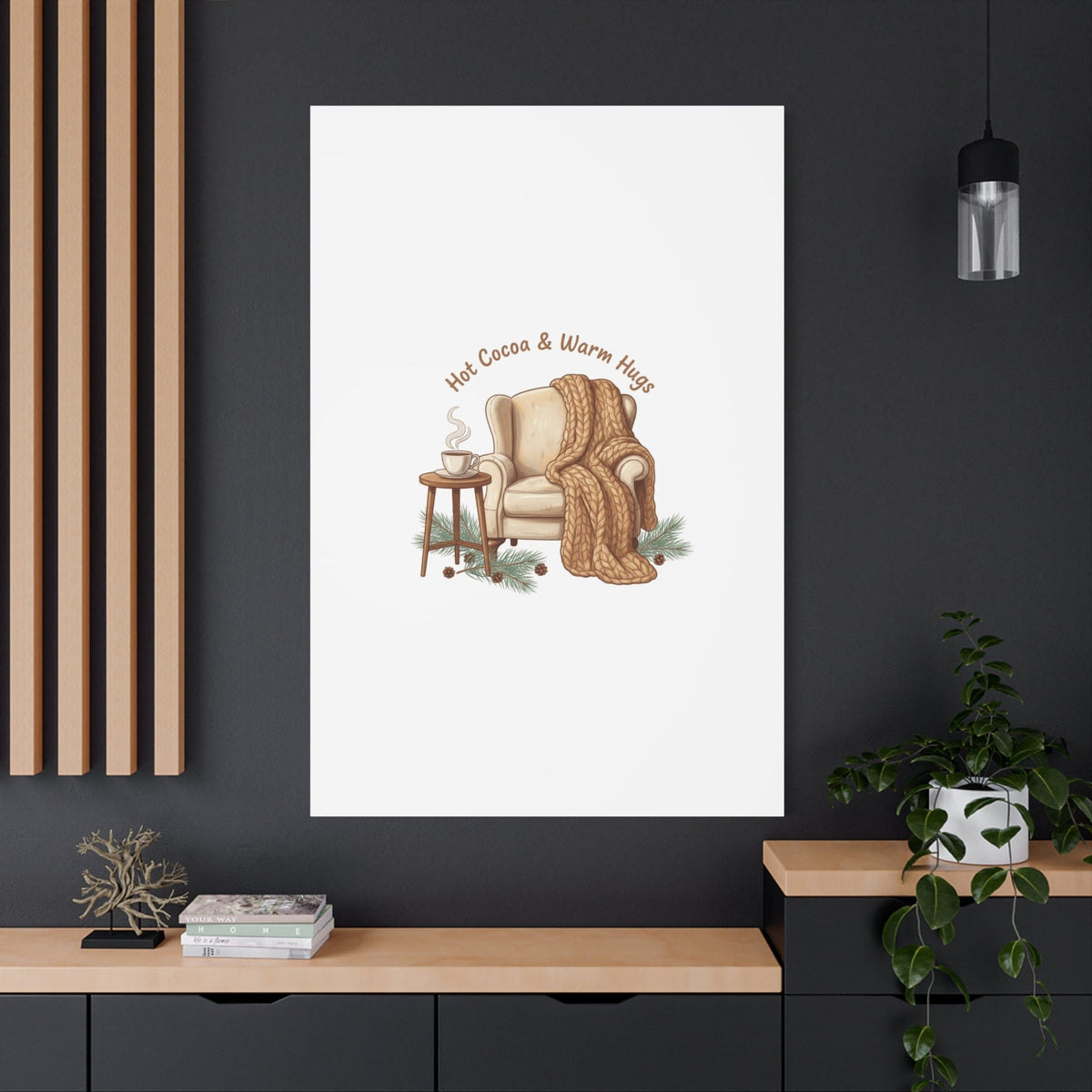 Hot Cocoa & Warm Hugs Canvas | cozycore hygge snuggle season