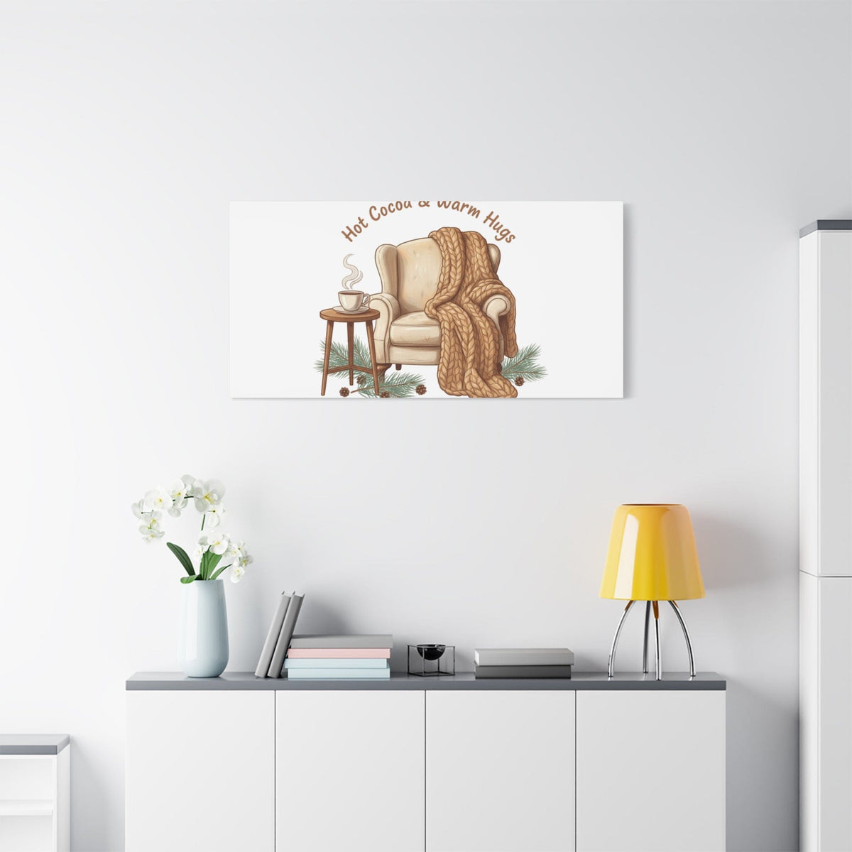 Hot Cocoa & Warm Hugs Canvas | cozycore hygge snuggle season