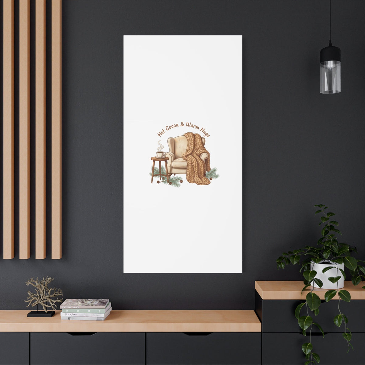 Hot Cocoa & Warm Hugs Canvas | cozycore hygge snuggle season