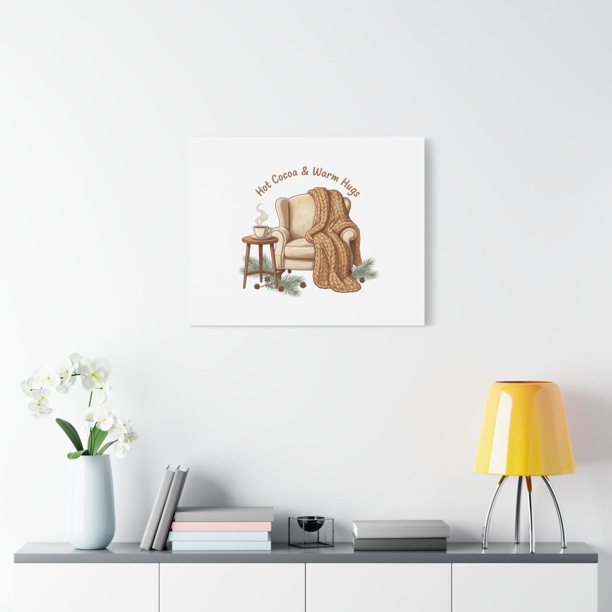 Hot Cocoa & Warm Hugs Canvas | cozycore hygge snuggle season