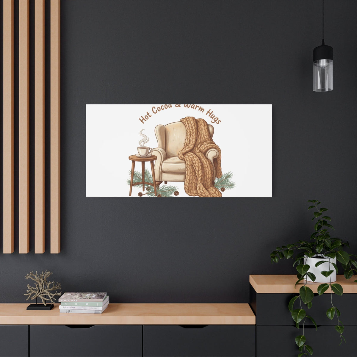 Hot Cocoa & Warm Hugs Canvas | cozycore hygge snuggle season