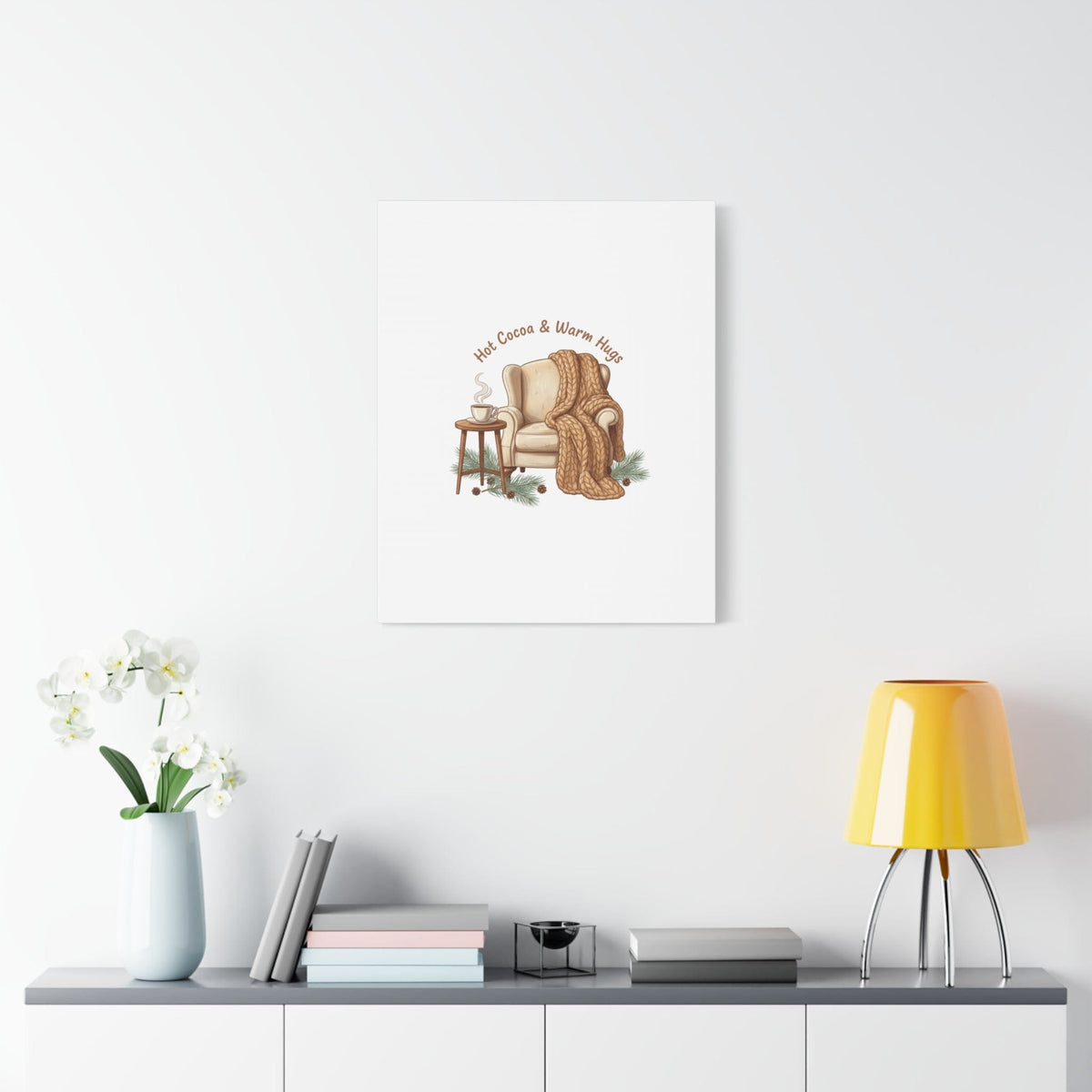 Hot Cocoa & Warm Hugs Canvas | cozycore hygge snuggle season