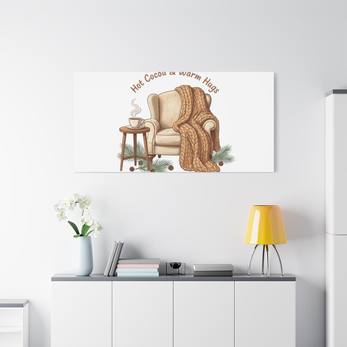 Hot Cocoa & Warm Hugs Canvas | cozycore hygge snuggle season