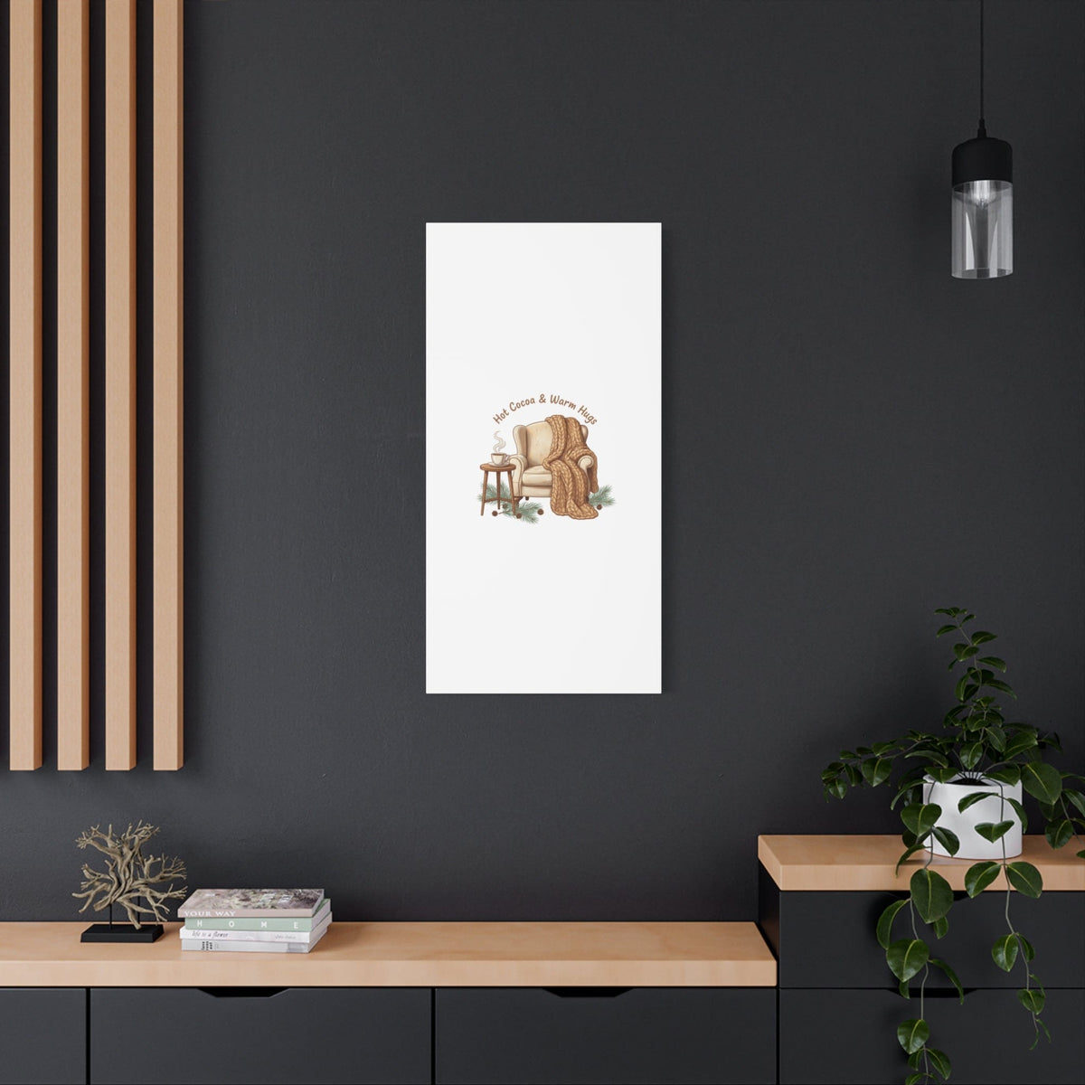 Hot Cocoa & Warm Hugs Canvas | cozycore hygge snuggle season