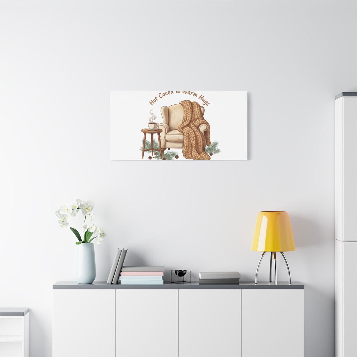 Hot Cocoa & Warm Hugs Canvas | cozycore hygge snuggle season