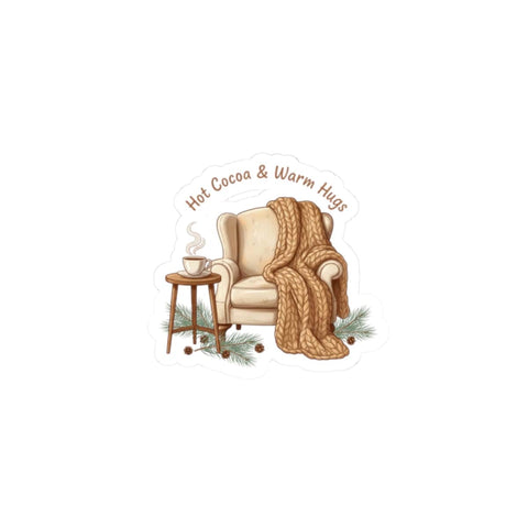 Hot Cocoa & Warm Hugs Sticker | cozycore, hygge, homebody vibes