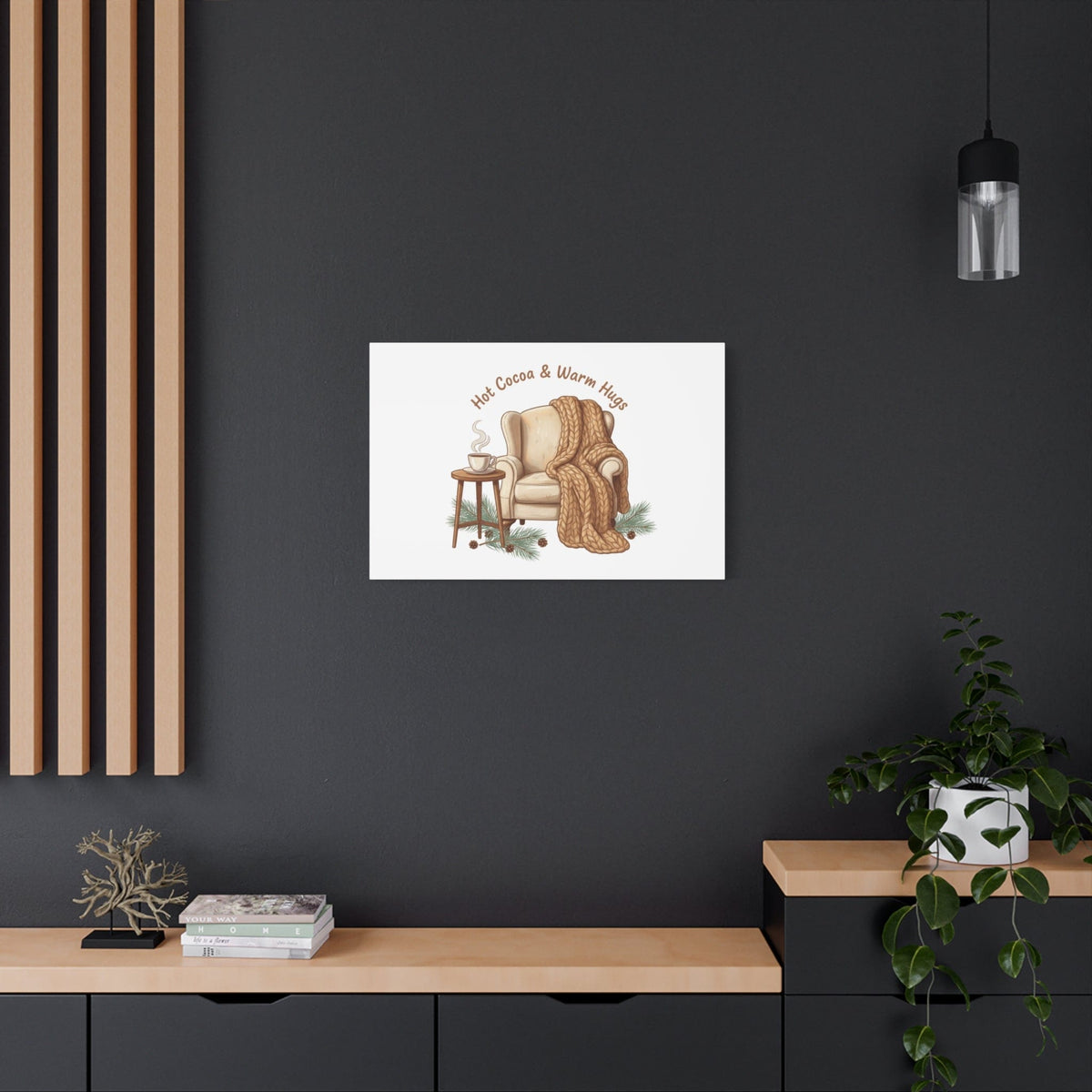 Hot Cocoa & Warm Hugs Canvas | cozycore hygge snuggle season