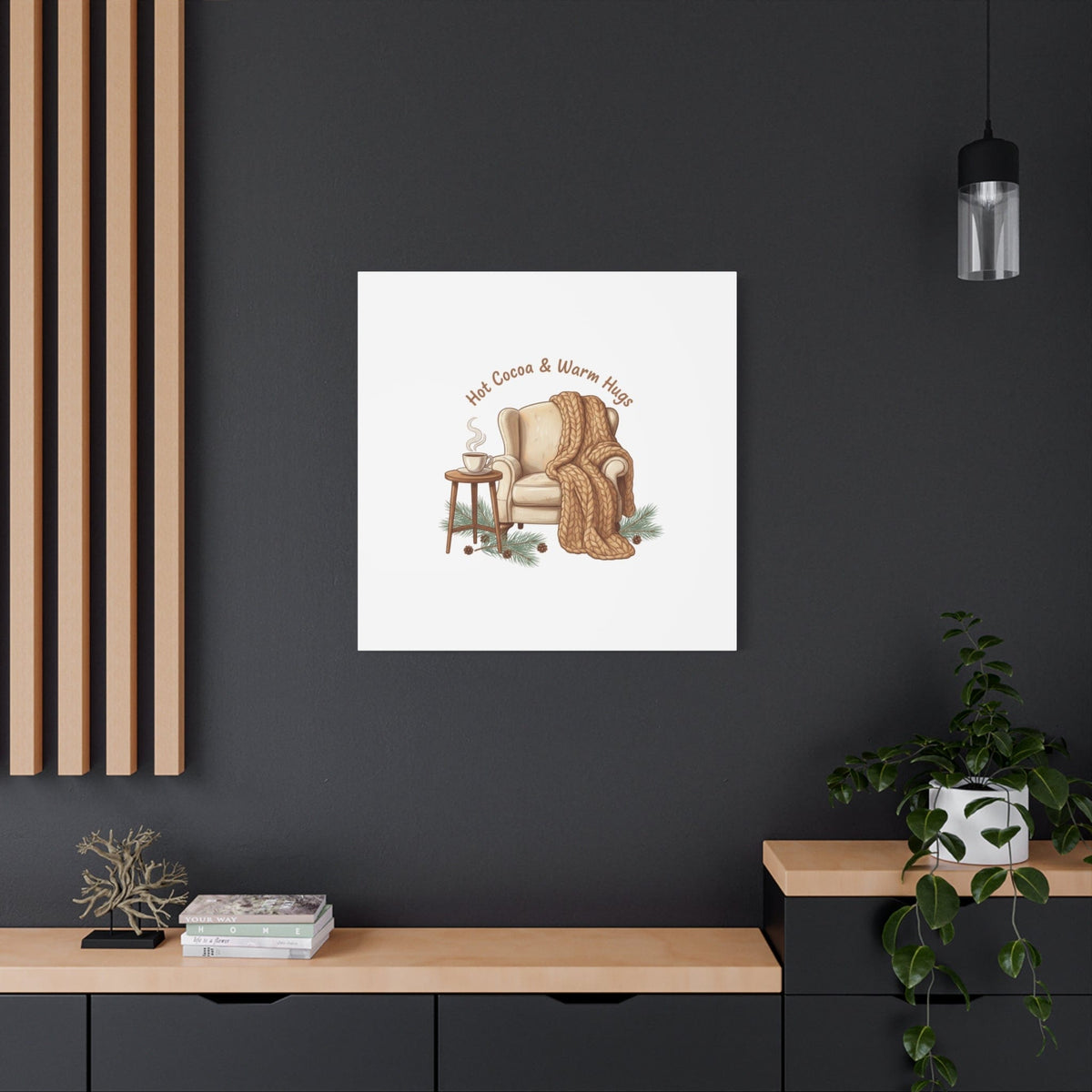 Hot Cocoa & Warm Hugs Canvas | cozycore hygge snuggle season